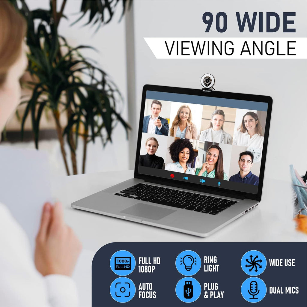 1080P HD Webcam with Microphone and Ring Light F123732