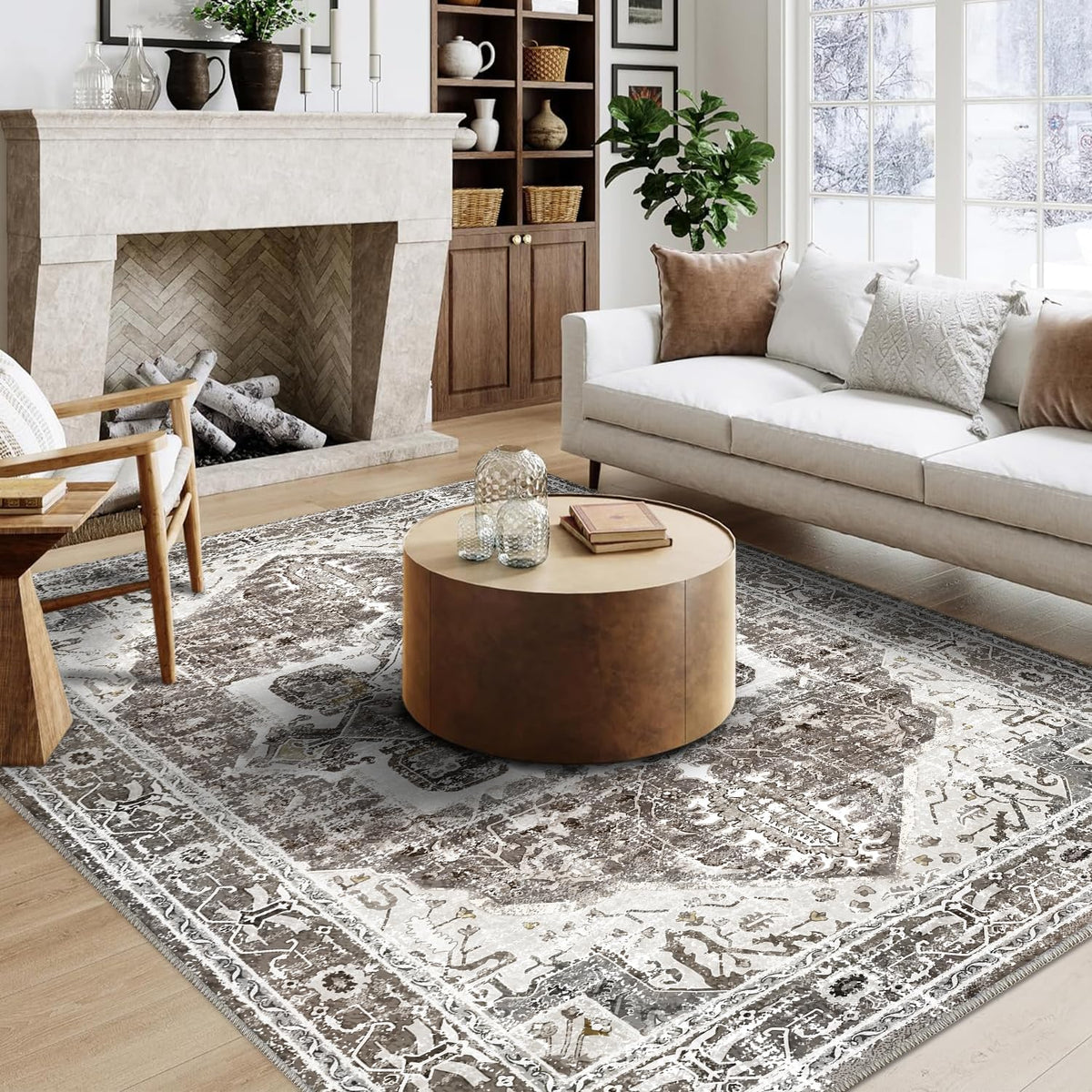 Machine Washable 5x7 Non-Slip Low Pile Area Rug R60489