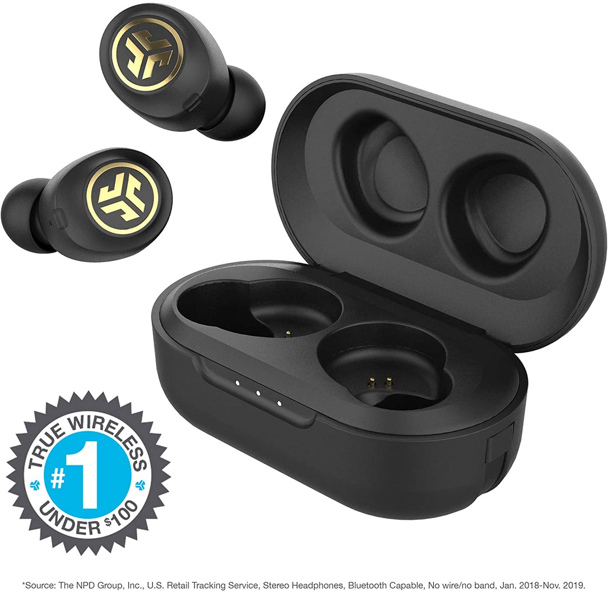 Black & Gold True Wireless Bluetooth Earbuds with Charging Case R90952