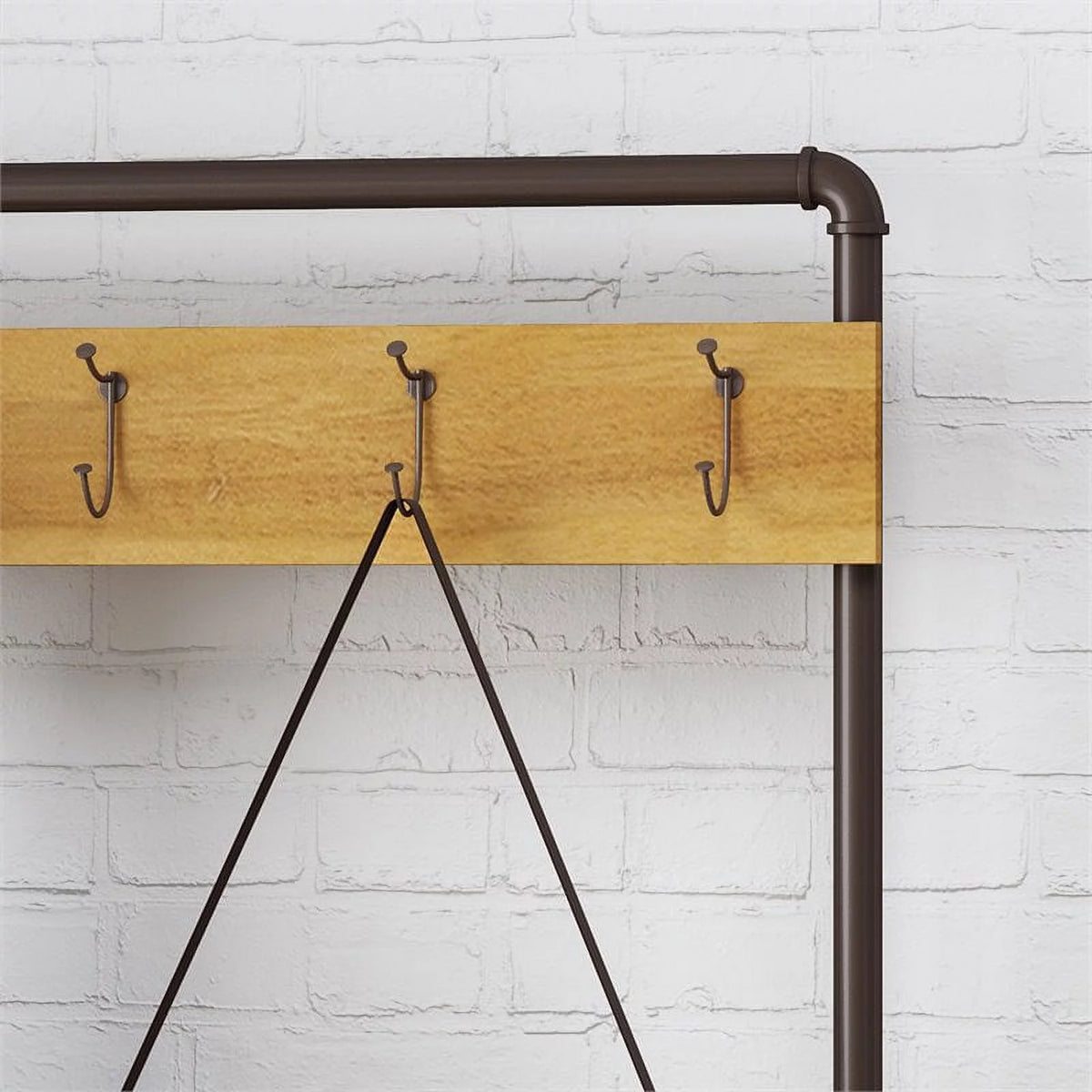 Acacia Wood Bench with Shelf and Coat Hook J924