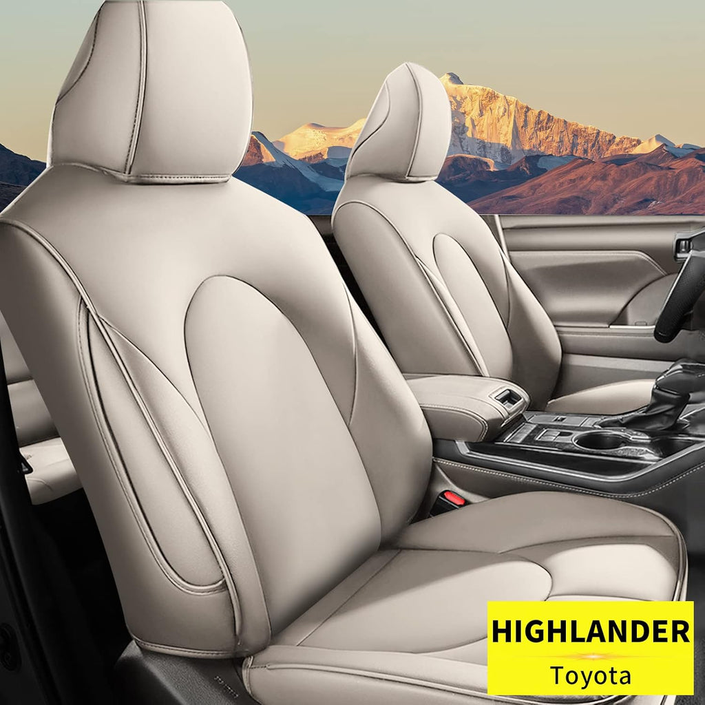 Black Faux Leather Car Seat Covers Full Set for Highlander B973618