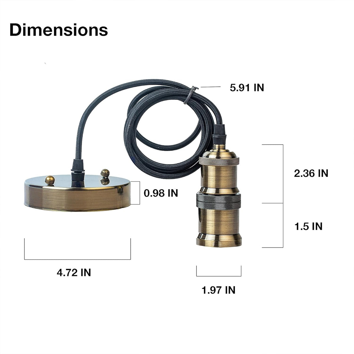 2-Pack Black Fabric Cord Ceiling Light Kit with Bronze Metal Canopy R288838