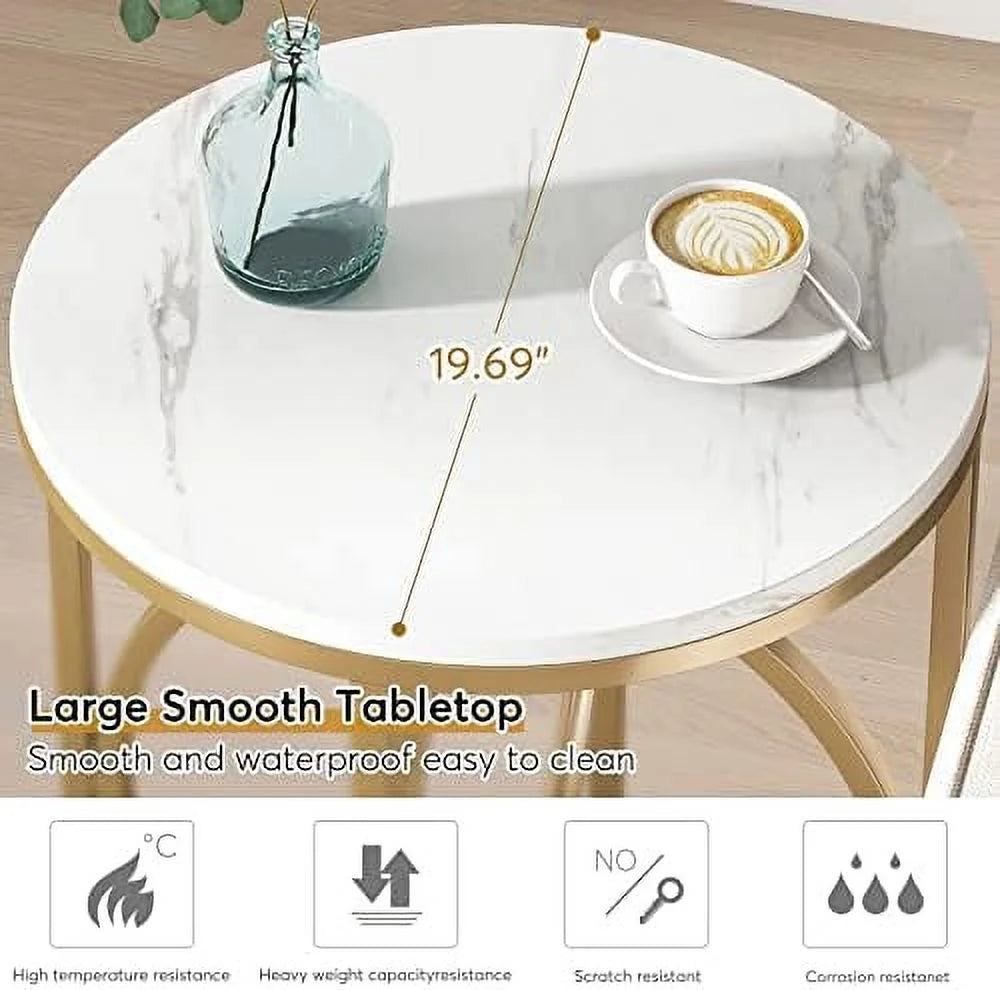 Round End Table Set of Two with Wood Top P650