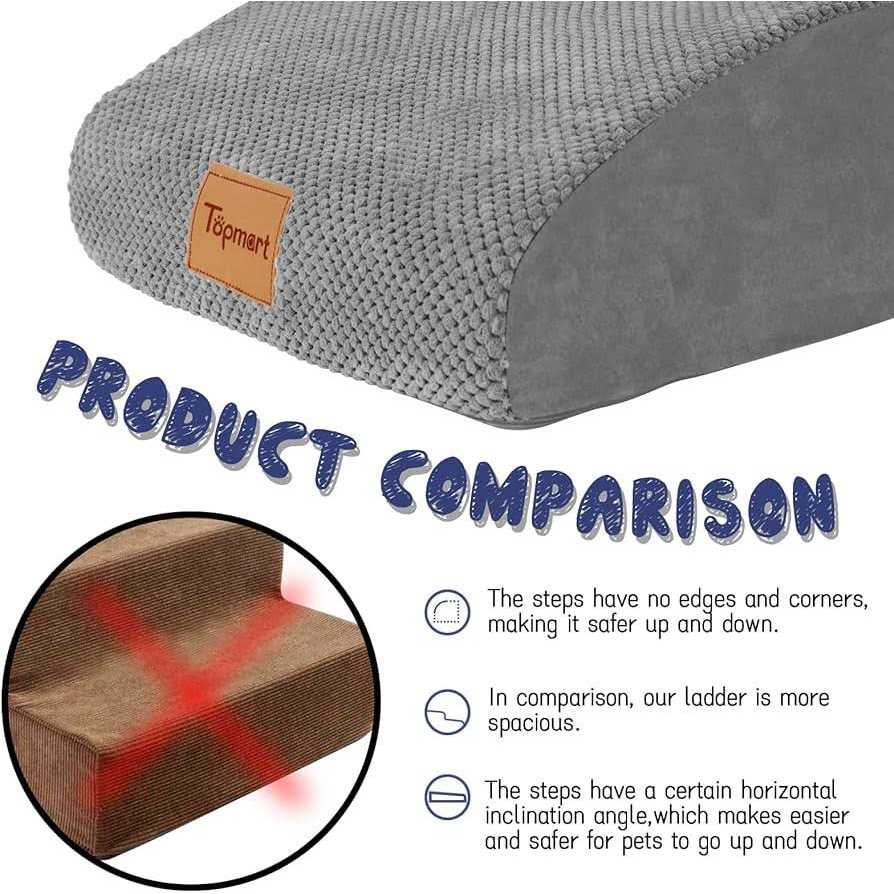 High Density Foam Dog Ramp & Steps 2 Tiers Non-Slip I26536