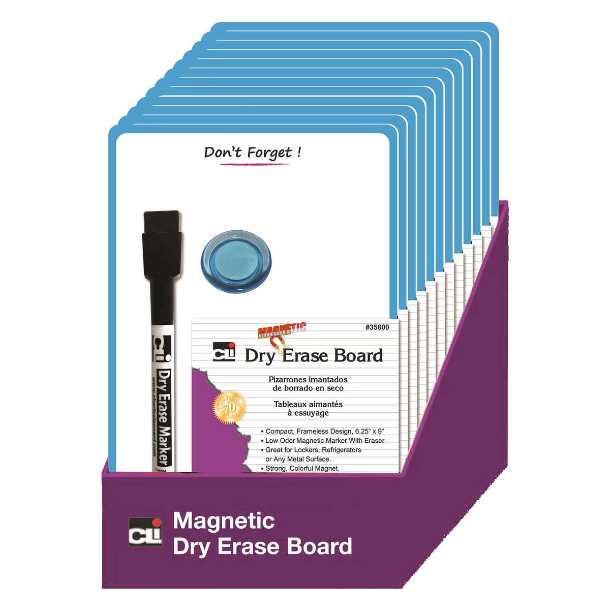 36 Pieces Blue Frame Magnetic Mini Dry Erase Boards K453