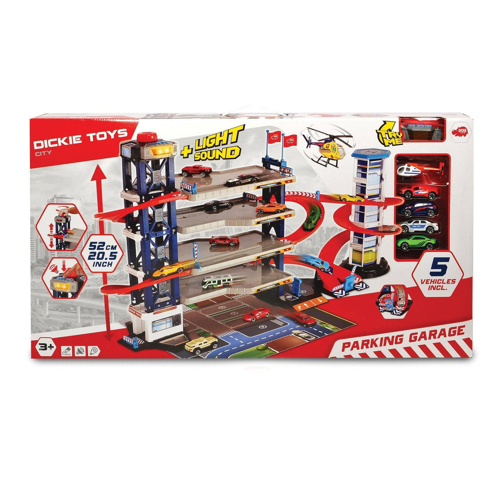 Parking Garage Playset with 4 Die-Cast Cars and Helicopter U678116