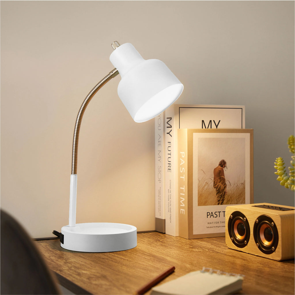 LED Desk Lamp with AC Outlet, Matte Black G558594