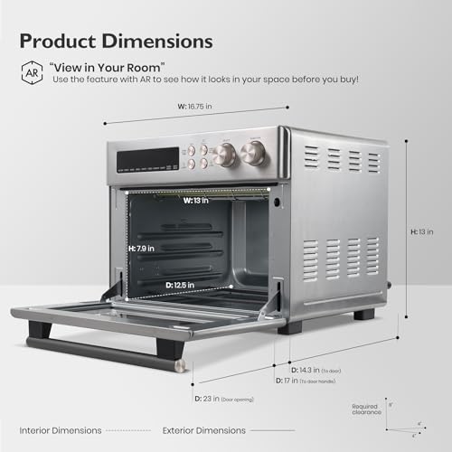 Extra Large Black Matte Stainless Steel Infrared Convection Air Fryer Toaster Oven M664287