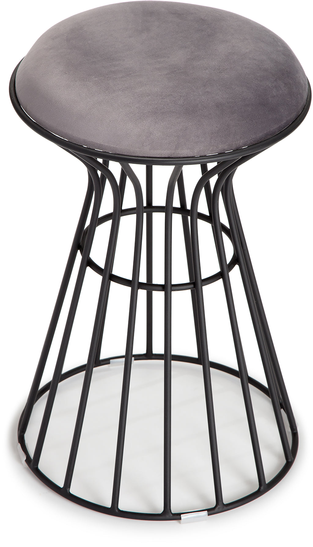 Black and Gray Velvet Vanity Stool E98516