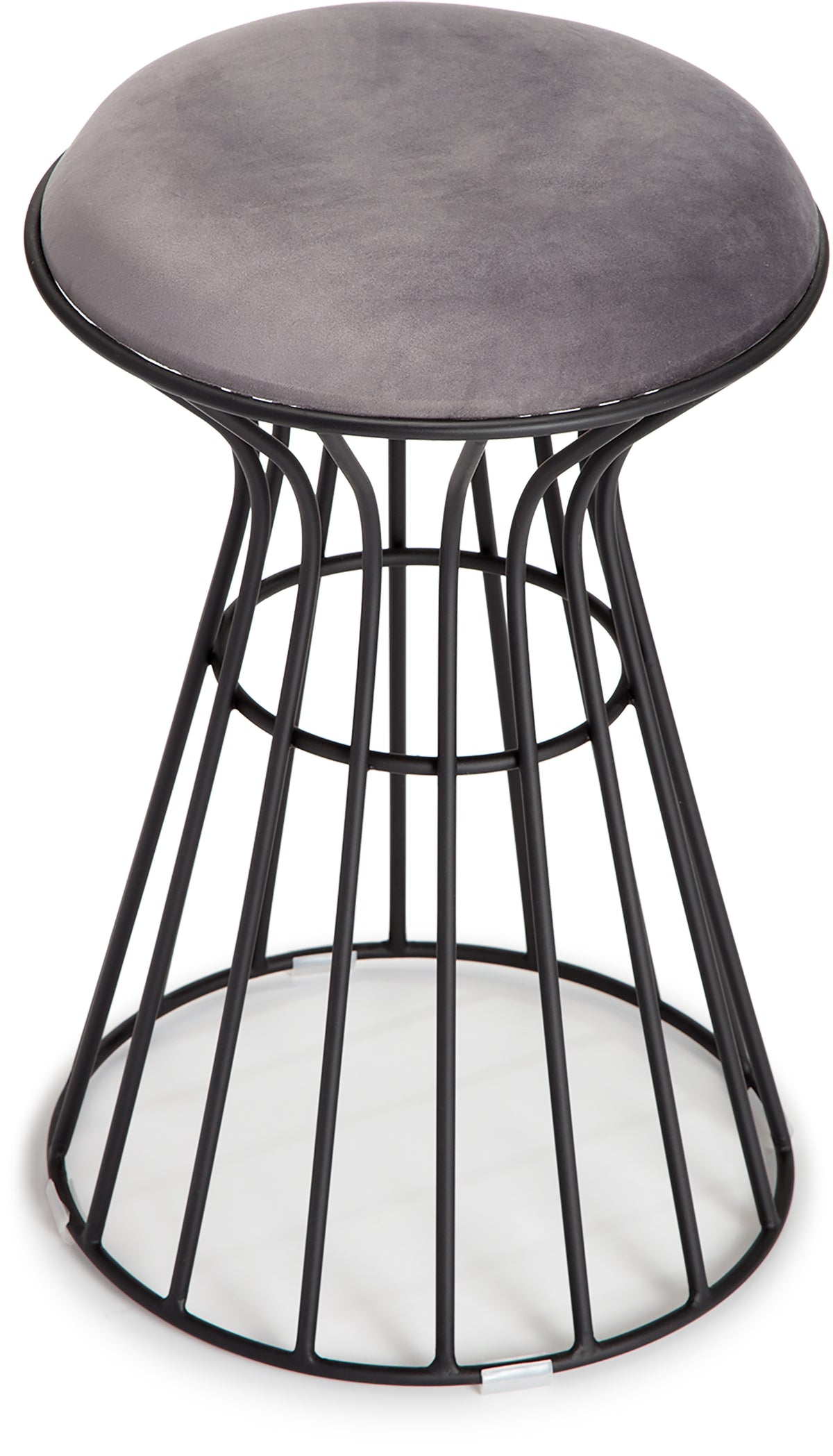 Black and Gray Velvet Vanity Stool E98516