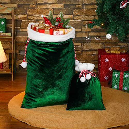 2 Pieces Velvet Drawstring Santa Bags Q583650