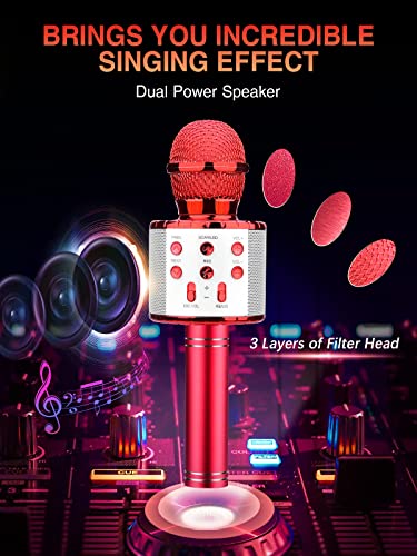4 in 1 Wireless Karaoke Microphone with LED Lights S5398