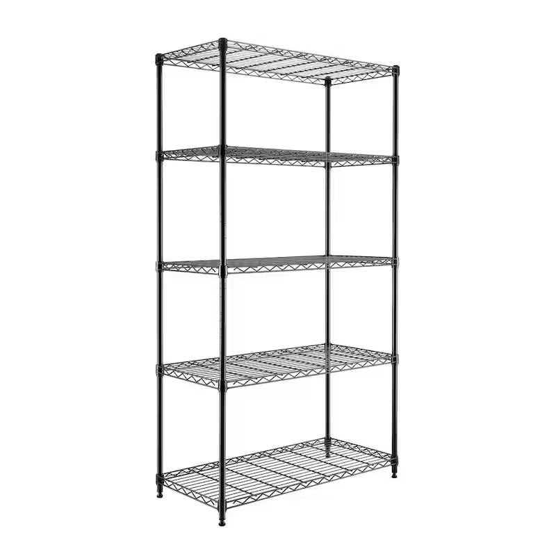 5-Tier Steel Wire Shelving System in Black V362589