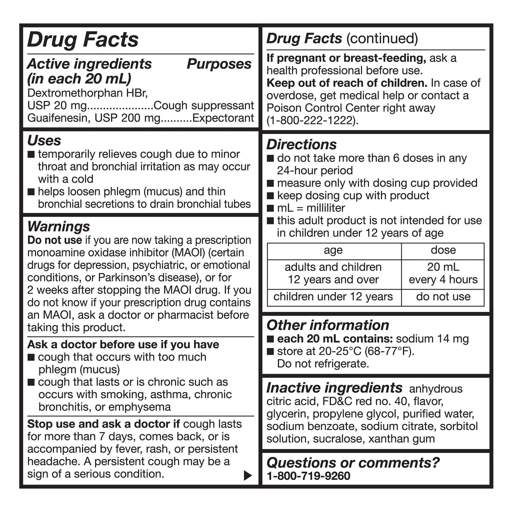 Raspberry Flavor Cough and Chest Congestion DM 8 fl oz O947