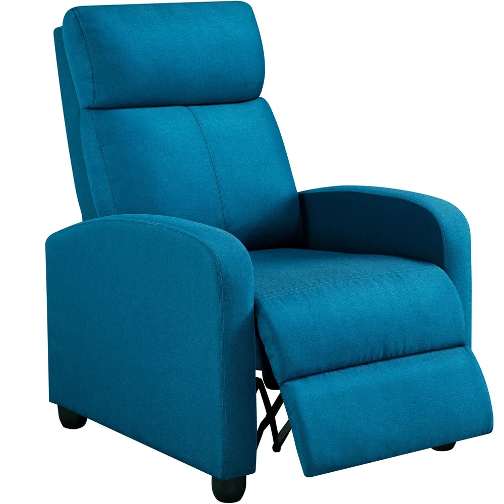 Blue Upholstered Fabric Recliner Chair with Footrest G61833