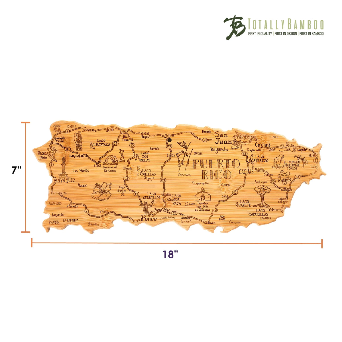 Puerto Rico Shaped Serving and Cutting Board H78998