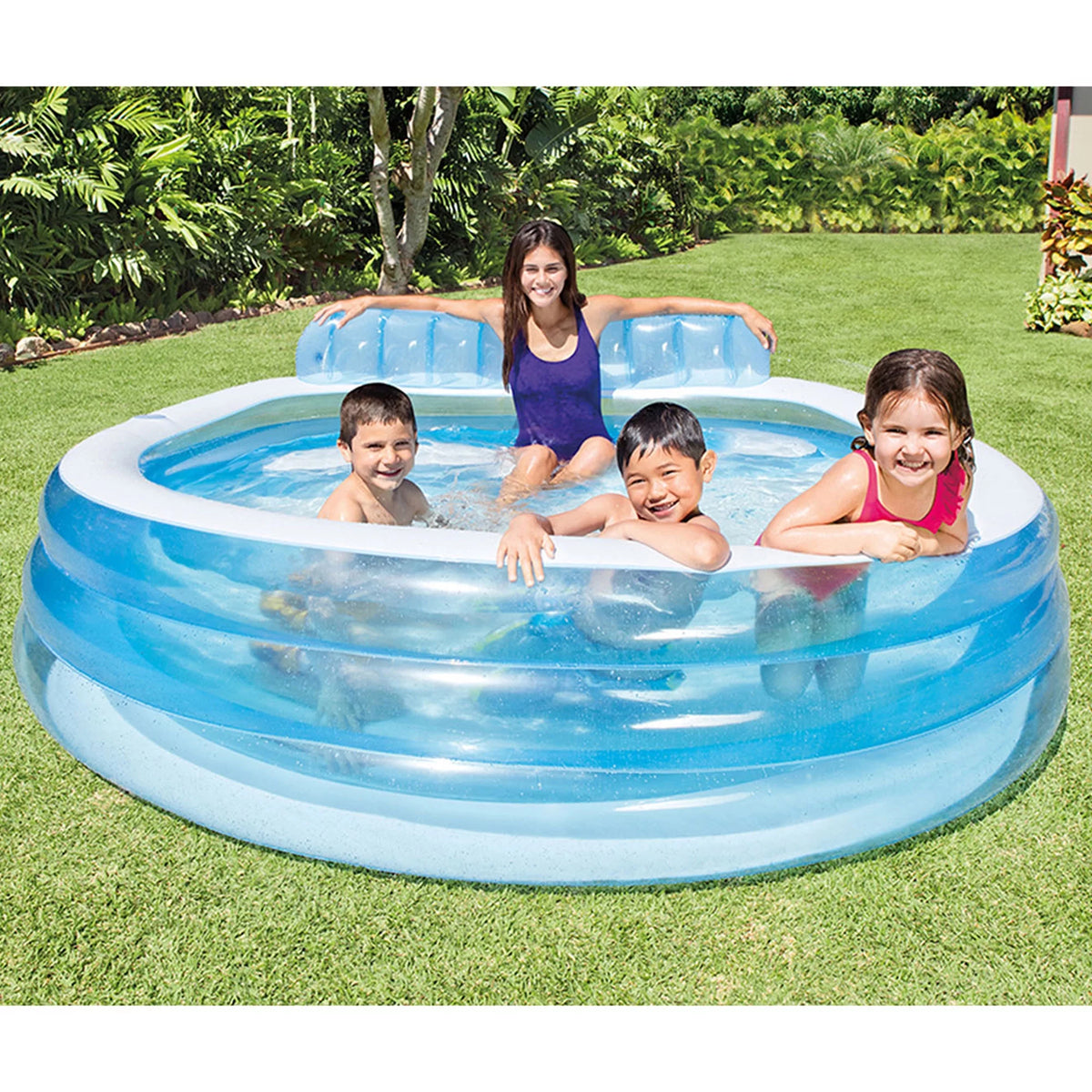 Round Inflatable Above Ground Pool with Seat and Backrest G8189