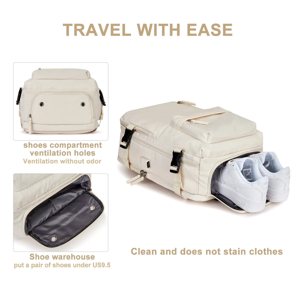 Waterproof Travel Backpack with USB Charging Port Shoes Compartment Z6400
