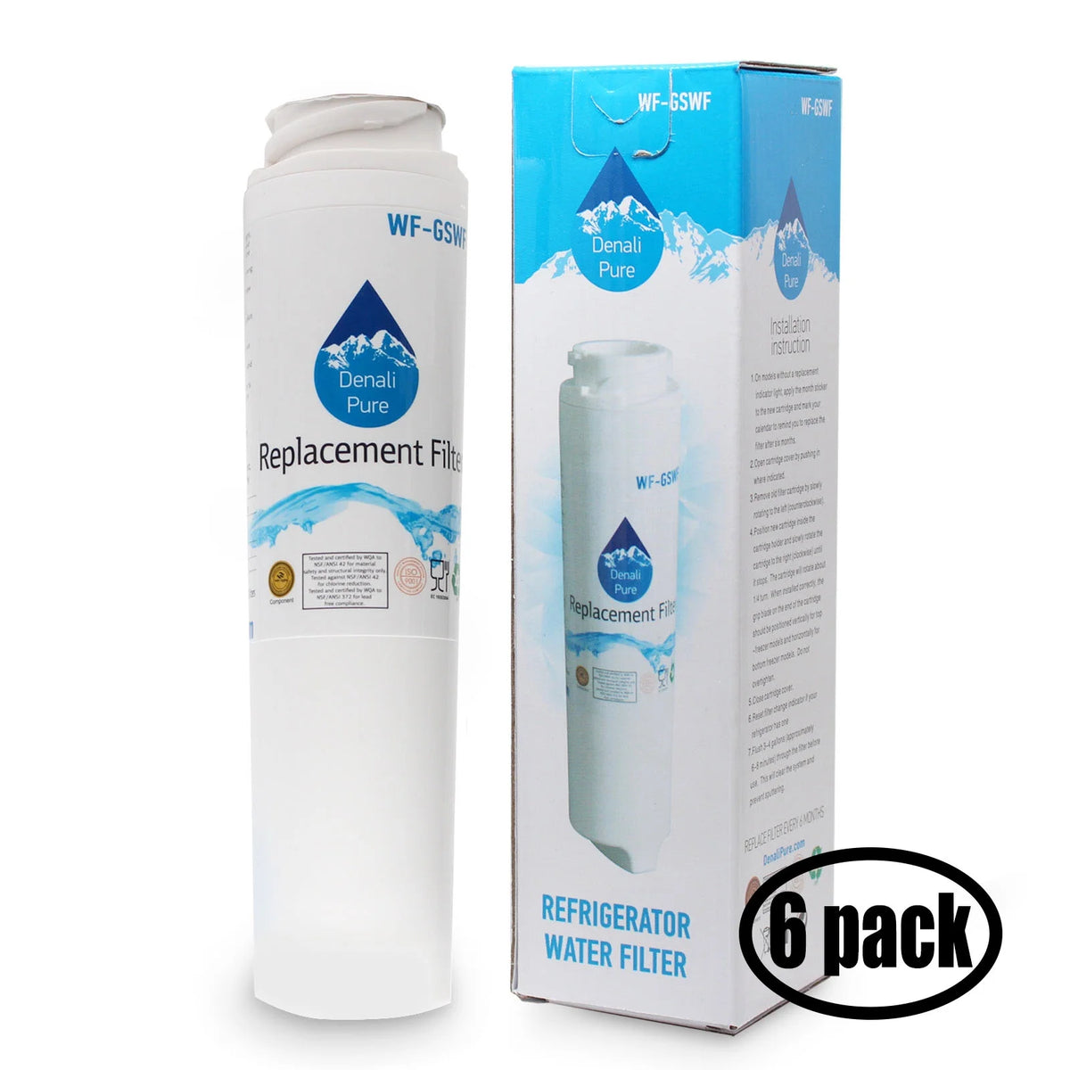 6-Pack Replacement Refrigerator Water Filter Cartridge H746