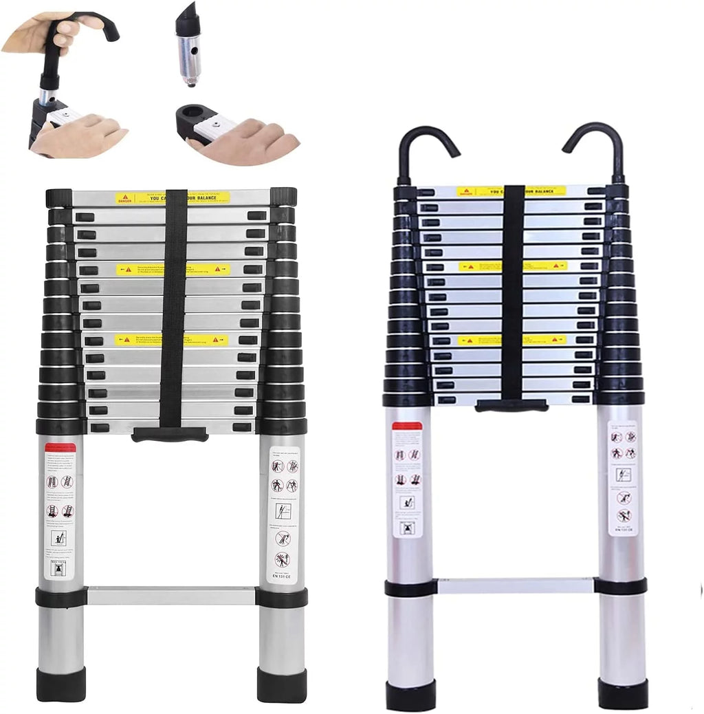 20FT Aluminum Telescoping Extension Ladder Non-slip K1518