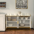 White Gloss Storage Cabinet with Metal Legs X6493