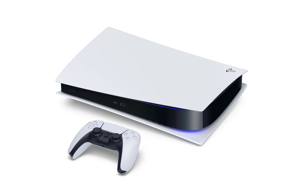 White PlayStation 5 Disc Edition Console with Two Controllers F2635