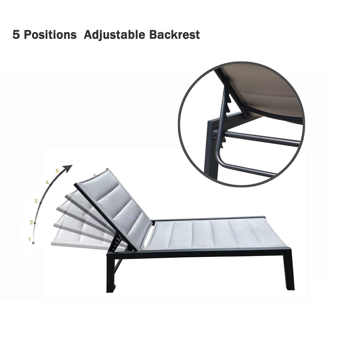 Five-Position Adjustable Aluminum Chaise Lounge Chair S112