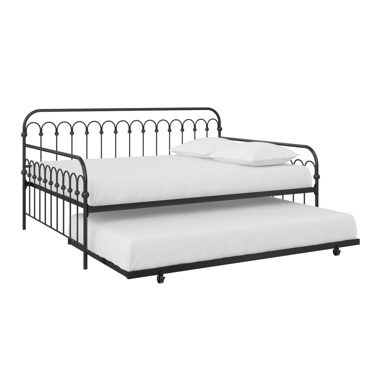 Black Full Metal Daybed with Twin Trundle Bed N48210