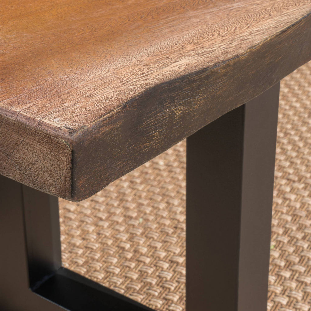 Teak Concrete Faux Live Edge Patio Dining Bench K352375