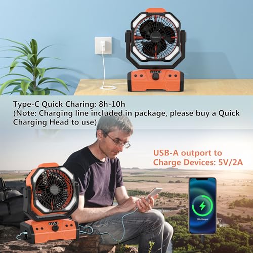 Camping Fan with LED Lantern H5486