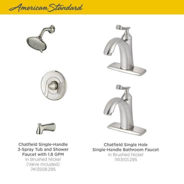Brushed Nickel Tub and Shower Faucet and Two Single Hole Bathroom Faucets Set G588302