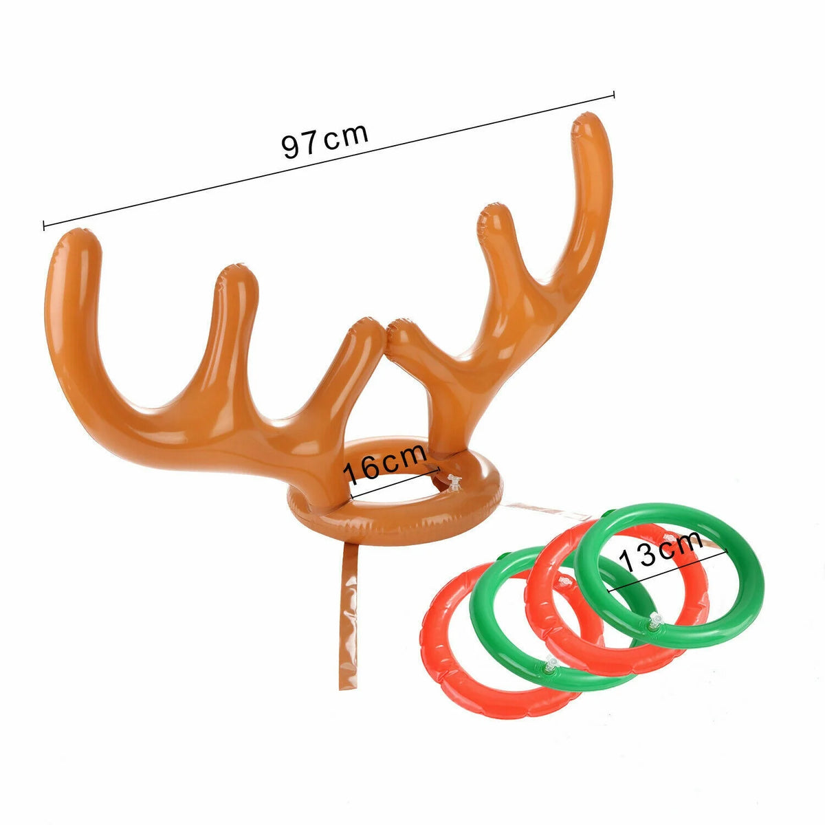 Inflatable Reindeer Antler Hat & Toss Ring Christmas Party Game Toys Q76430