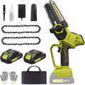 Mini Cordless Chainsaw Kit, 6 Inch 2.9Lb One-Hand Handheld Electric Compact Portable Chainsaw, 20V 2.0Ah Rechargeable Battery Powered U27351
