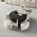 Round Lift Top Coffee Table with Stools and Storage C562149
