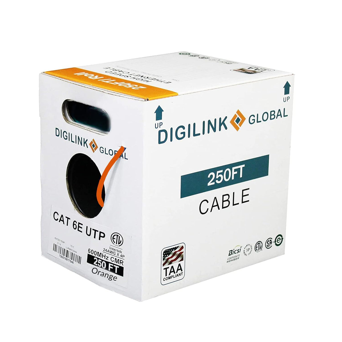 1000ft Blue Solid Bare Copper Cat6e Bulk Ethernet Cable M40388