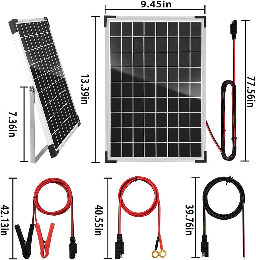 2 Pcs 100 Watt 12 Volt Monocrystalline Solar Panels Kit with 30A 12V/24V PWM Charge Controller H23756
