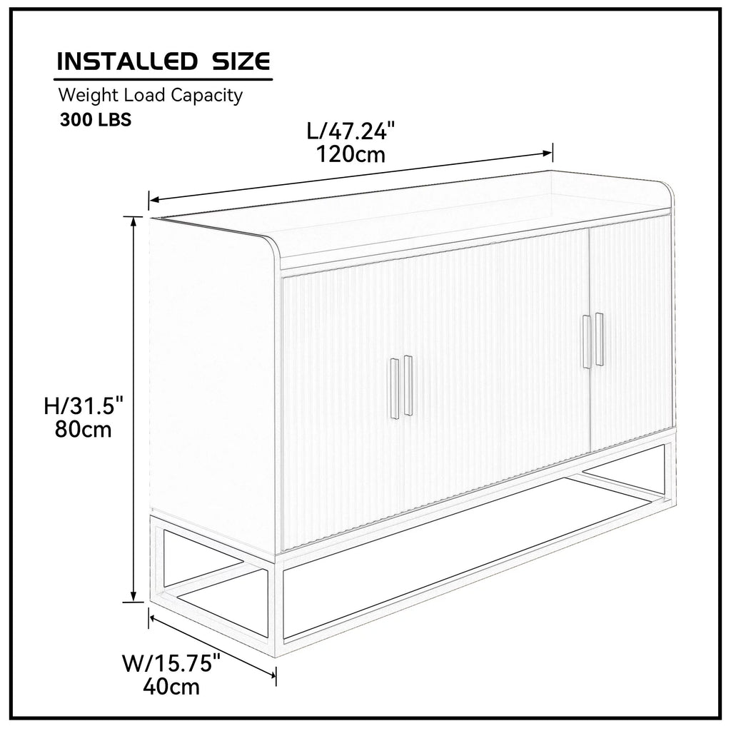 White Gloss Storage Cabinet with Metal Legs X6493