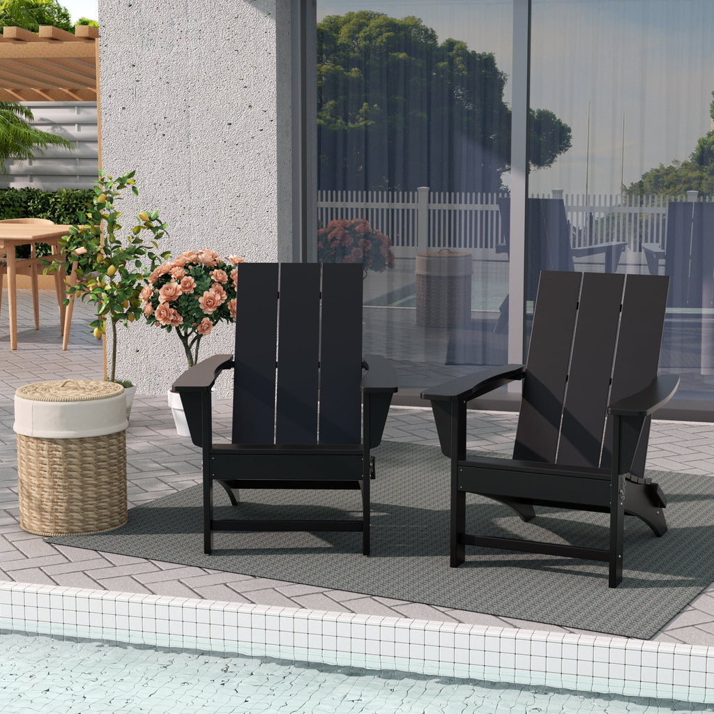 Black All Weather Resistant Poly Lumber Adirondack Chair Q164