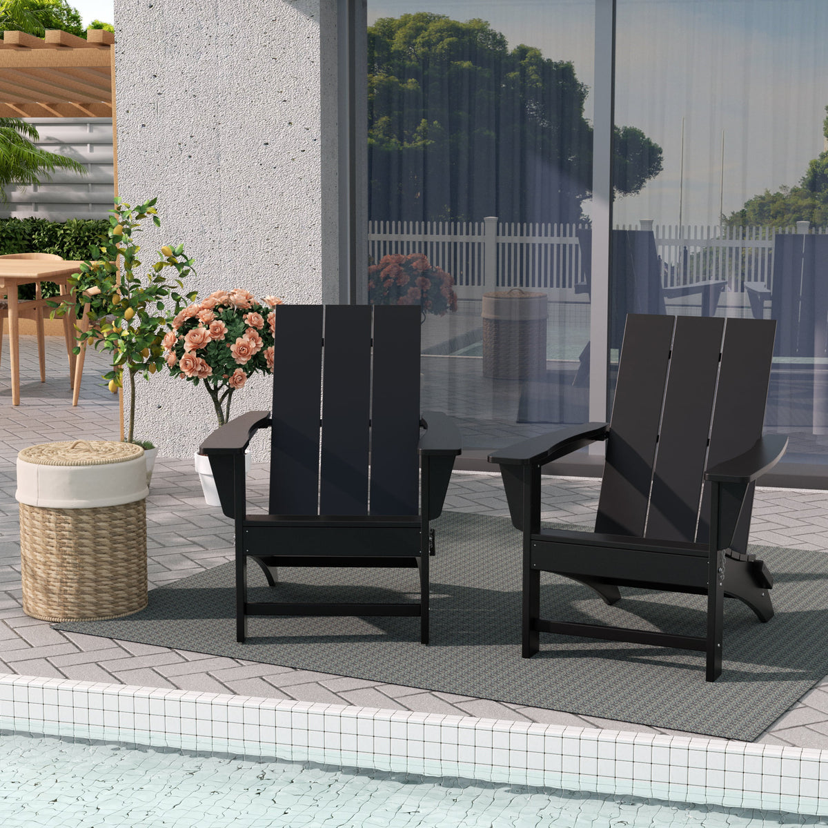 Black All Weather Resistant Poly Lumber Adirondack Chair Q164