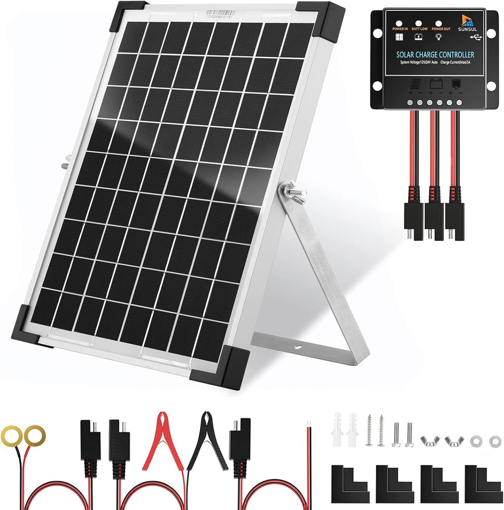 2 Pcs 100 Watt 12 Volt Monocrystalline Solar Panels Kit with 30A 12V/24V PWM Charge Controller H23756