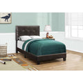 Queen Size Upholstered Brown Leather Look Bed W65891