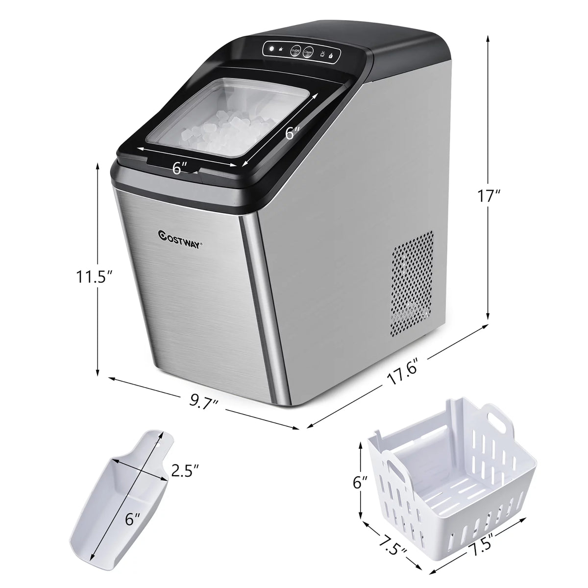 Countertop Nugget Ice Maker 29lb/Day Self-Cleaning U84240