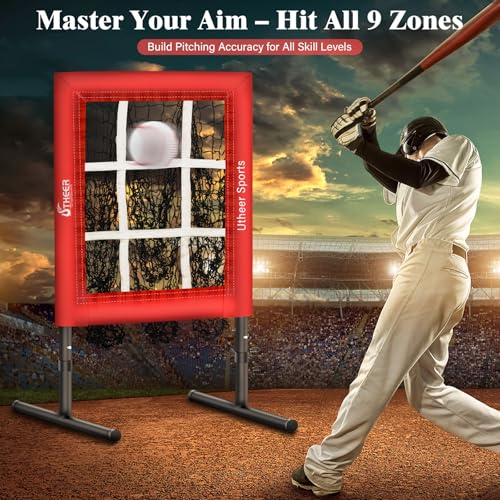 9 Hole Adjustable Height Baseball Pitching Net U28120