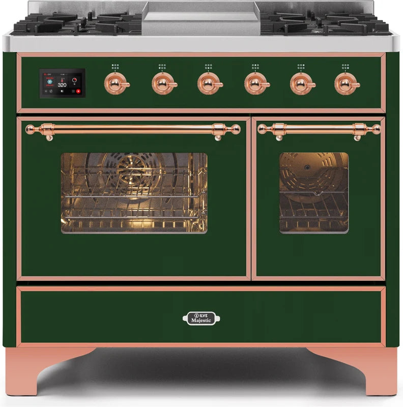Emerald Green Copper Trim Dual Fuel Propane Gas Range R303844