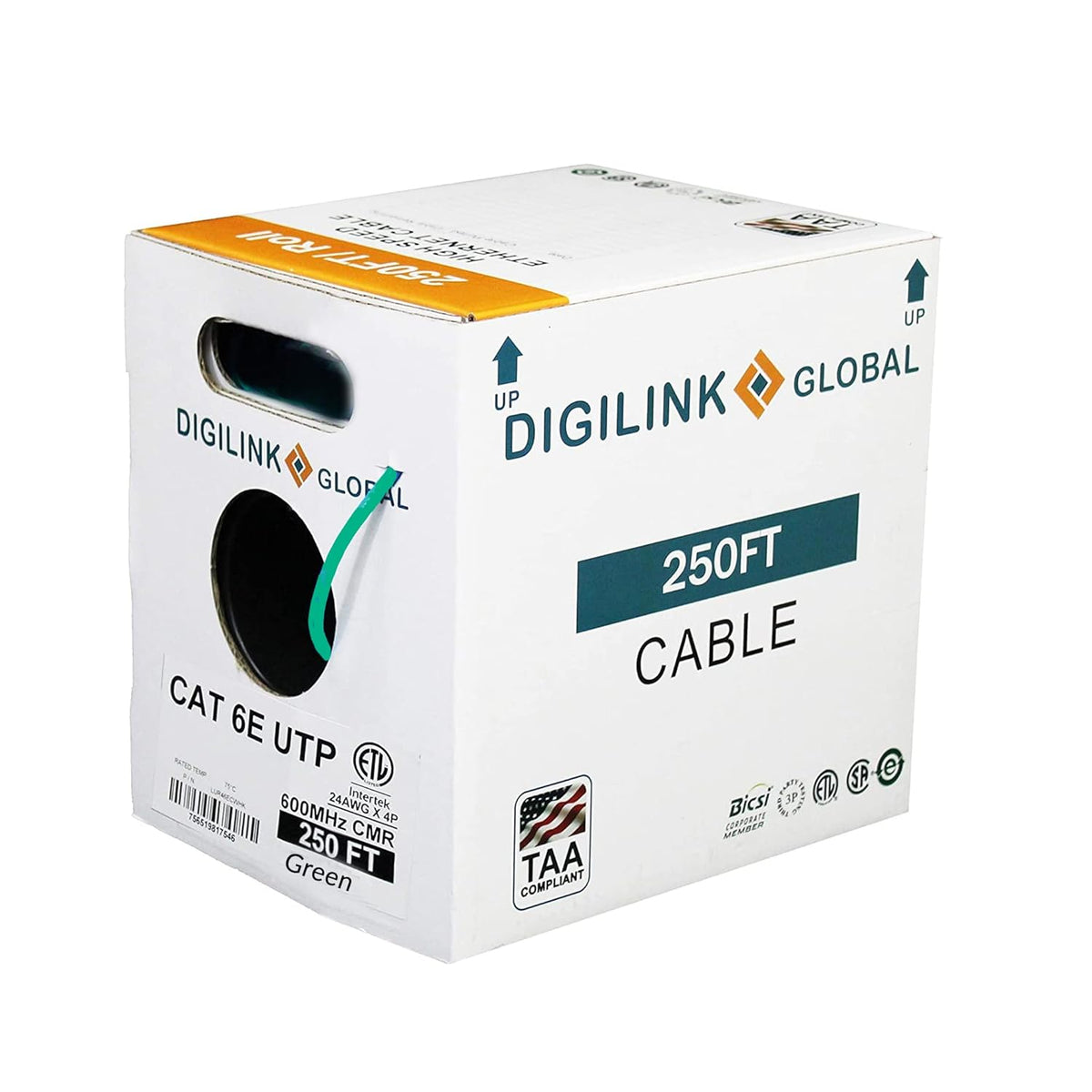 1000ft Blue Solid Bare Copper Cat6e Bulk Ethernet Cable M40388