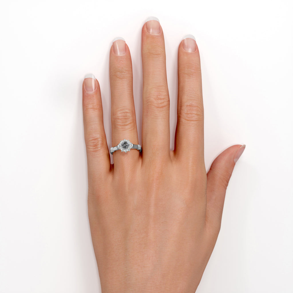 18k White Gold over Silver Engagement Ring R13577