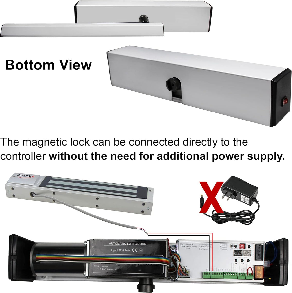 Slim Electric Automatic Door Opener with 2 Wireless Remotes O7042