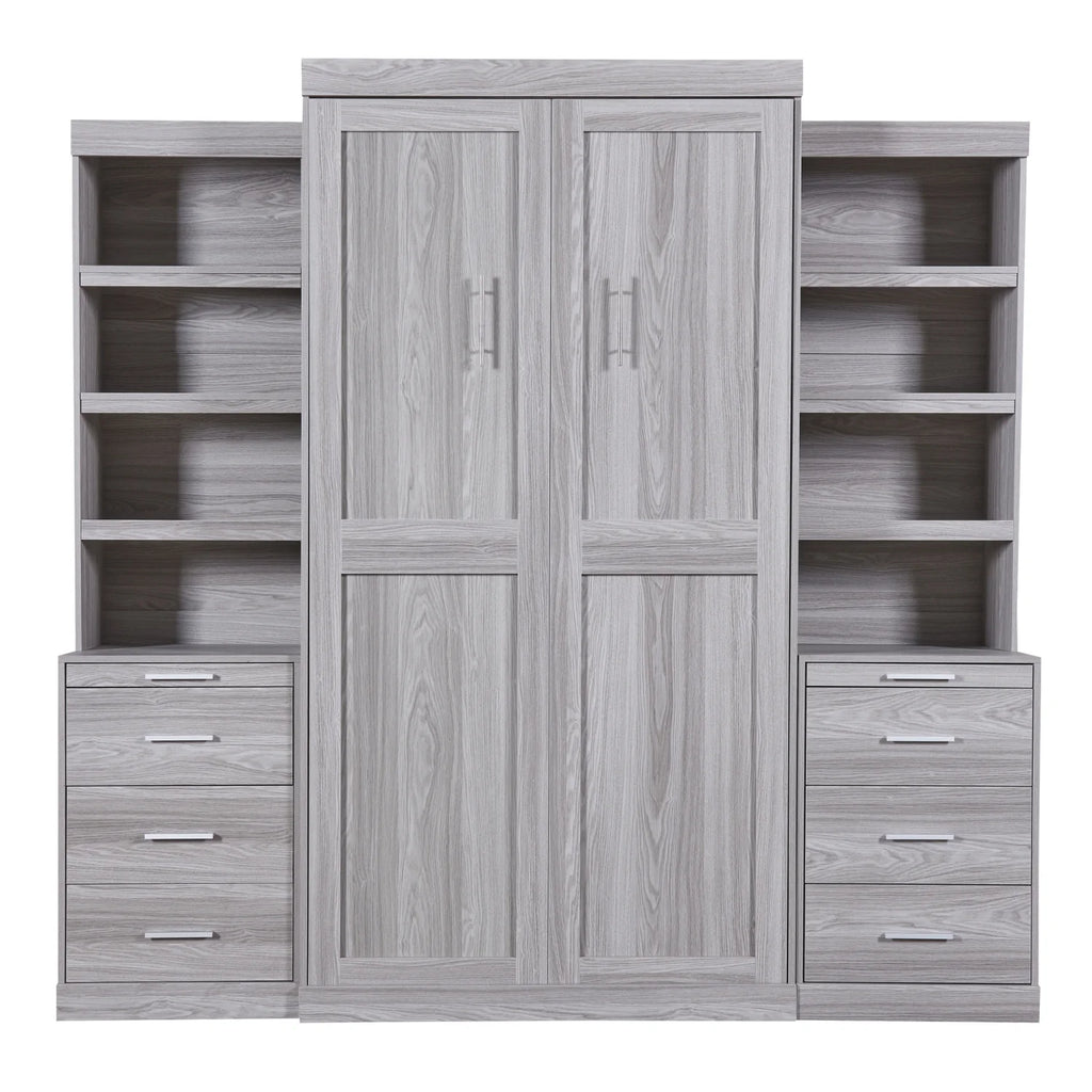 Twin Size Murphy Bed with Wardrobe and Drawers V678677