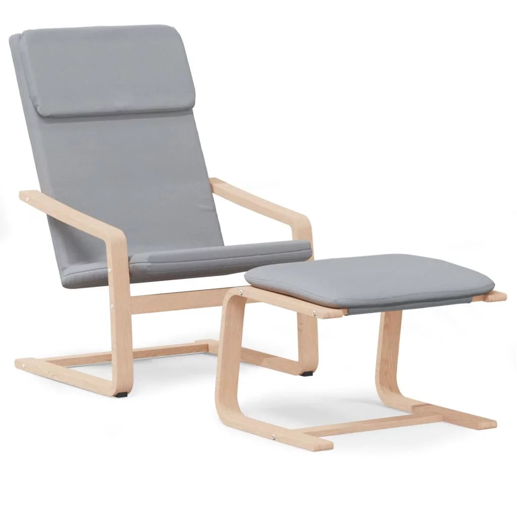 Light Gray Fabric Relaxing Chair with Footstool J7602