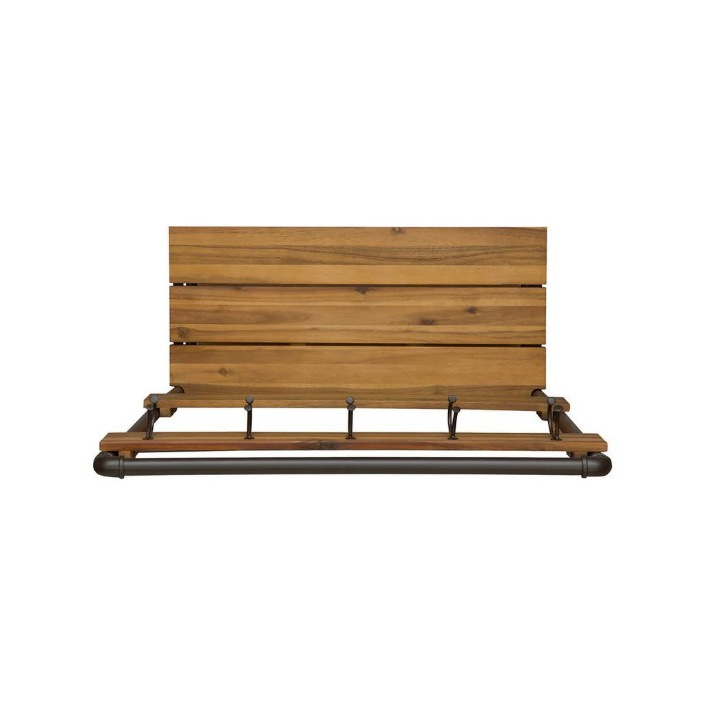Acacia Wood Bench with Shelf and Coat Hook J924